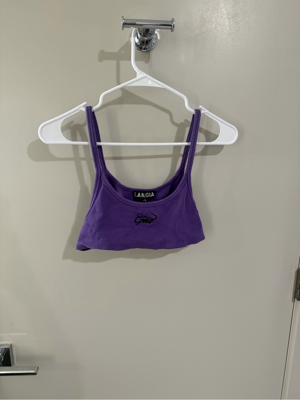 I am Gia Purple Ribbed Crop Tank Top